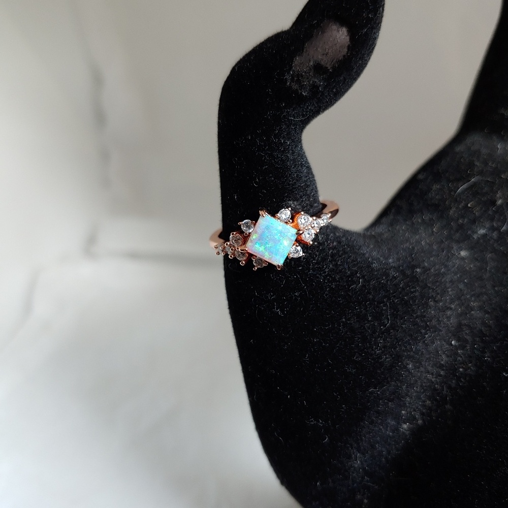 Rose Goldtoned Celestial Ring with Opal Stone